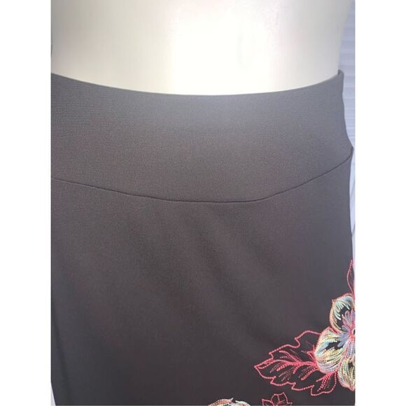 Vintage 90’s Y2K Spandex Floral Embroidered Skirt  Brown Small - Picture 7 of 10